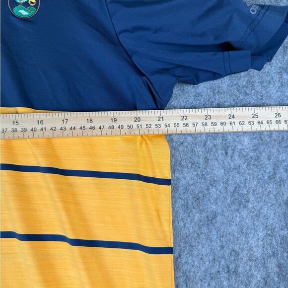 Adidas Golf Polo Shirt Men’s Large Blue Yellow Striped Short Sleeve Performance - Picture 6 of 7